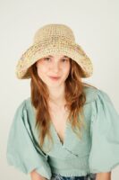 14525-Handmade Beige Straw Hat