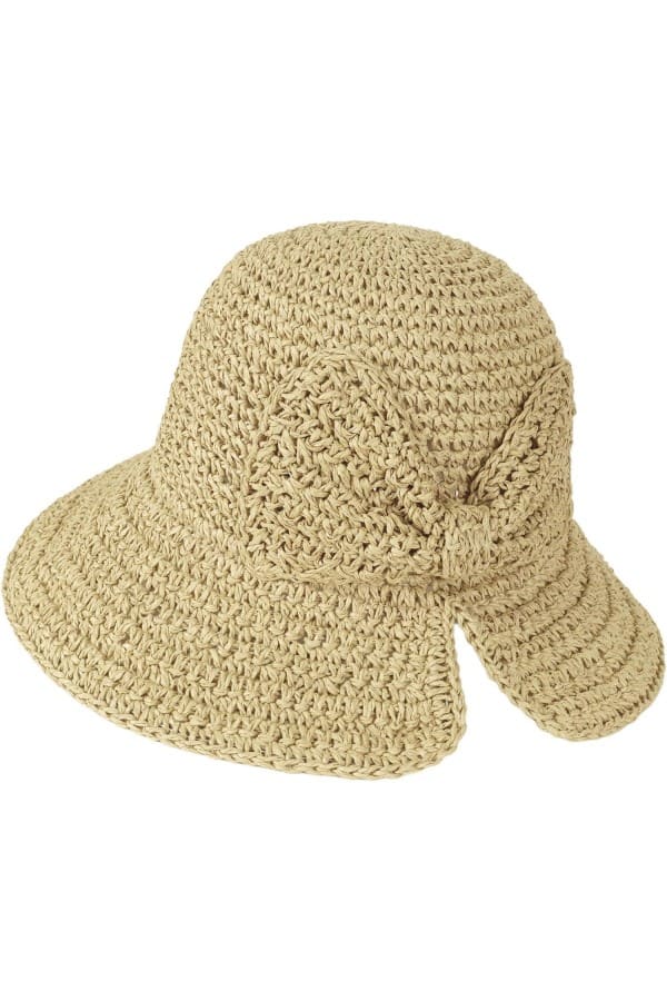14527-Handmade Bowknot Beige Straw Hat