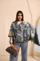 JOPHIEL Turkish Wooden Bursted Fabric Clutch, Handbag