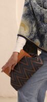 JOPHIEL Turkish Wooden Bursted Fabric Clutch, Handbag