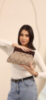 JOPHIEL Turkish Wooden Bursted Fabric Clutch Bag, Handbag