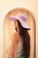 14232-Lilac Wide Straw Hat