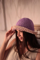 14404-Handmade Lilac Straw Hat