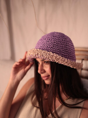 14404-Handmade Lilac Straw Hat