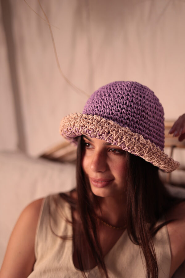 14404-Handmade Lilac Straw Hat