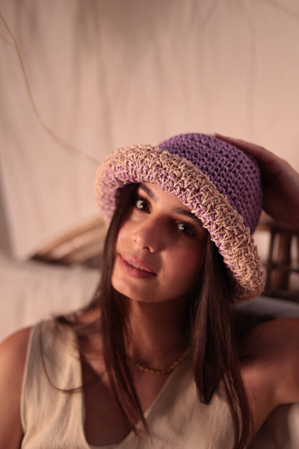 14404-Handmade Lilac Straw Hat