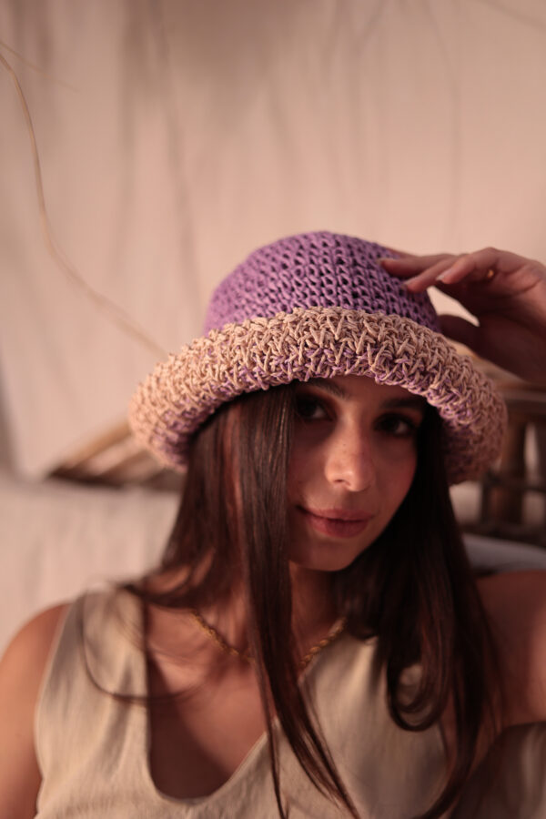 14404-Handmade Lilac Straw Hat