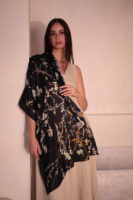 Almond Blossom Italian Silk Scarf-Black