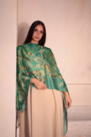 Almond Blossom Italian Silk Scarf-Green