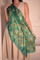 Almond Blossom Italian Silk Scarf-Green