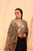 Almond Blossom Italian Silk Scarf-Fume