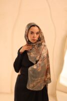 Almond Blossom Italian Silk Scarf-Fume