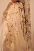 Almond Blossom Italian Silk Scarf-Beige
