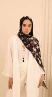Almond Blossom Italian Silk Scarf-Black