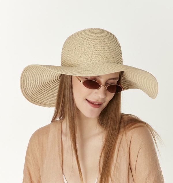 14232-Beige Wide Straw Hat