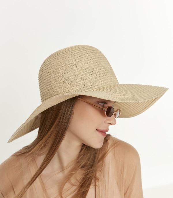 14232-Beige Wide Straw Hat