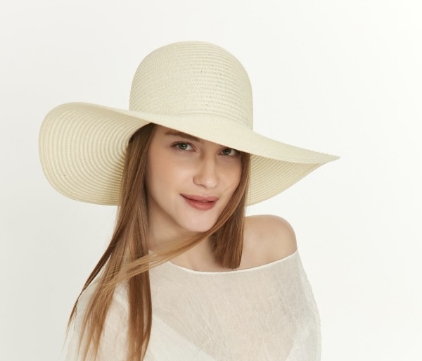 14232-Off White Wide Straw Hat