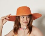 14232-Orange Wide Straw Hat