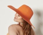 14232-Orange Wide Straw Hat