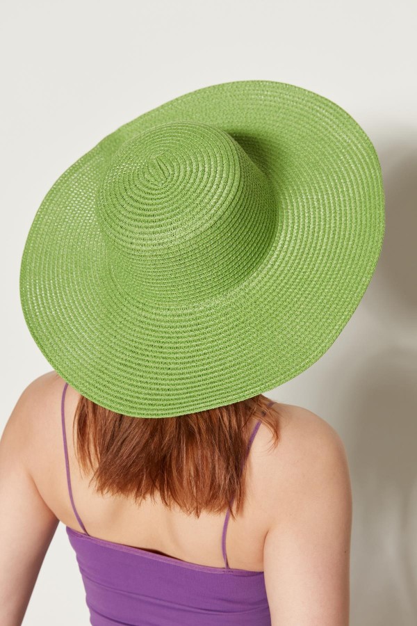 14232-Green Wide Straw Hat