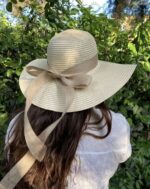 14232-32 Rope Bow Beige Wide Straw Hat