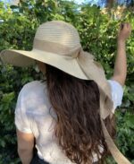 14232-32 Rope Bow Beige Wide Straw Hat