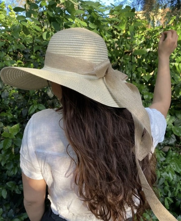 14232-32 Rope Bow Beige Wide Straw Hat