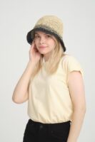 14404 Handmade Beige/Black Straw Hat