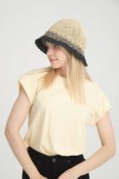 14404 Handmade Beige/Black Straw Hat