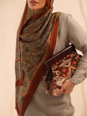 JOPHIEL Turkish Wooden Bursted Fabric Bag , Clutch, Shoulder Bag