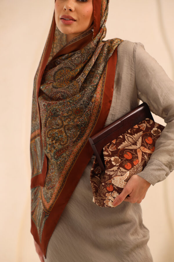 JOPHIEL Turkish Wooden Bursted Fabric Bag , Clutch, Shoulder Bag