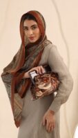 JOPHIEL Turkish Wooden Bursted Fabric Bag , Clutch, Shoulder Bag