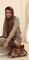 JOPHIEL Turkish Wooden Bursted Fabric Bag , Clutch, Shoulder Bag
