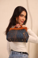 JOPHIEL Turkish Wooden Bursted Fabric Bag With Chain, Clutch, Shoulder Bag