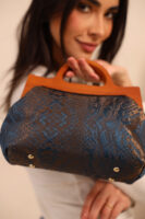 JOPHIEL Turkish Wooden Bursted Fabric Bag With Chain, Clutch, Shoulder Bag