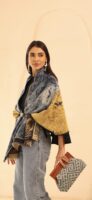JOPHIEL Turkish Wooden Bursted Fabric Bag With Chain, Clutch, Shoulder Bag