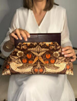 JOPHIEL Turkish Wooden Bursted Fabric Bag , Clutch, Shoulder Bag