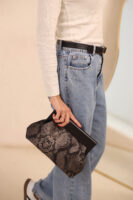 JOPHIEL Turkish Wooden Bursted Fabric Bag With Chain, Clutch, Shoulder Bag