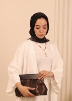 JOPHIEL Turkish Wooden Bursted Fabric Bag With Chain, Clutch, Shoulder Bag
