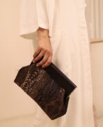 JOPHIEL Turkish Wooden Bursted Fabric Bag With Chain, Clutch, Shoulder Bag