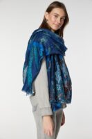 Luxurious Soft Turkish Cashmere Flory Shawl-Blue