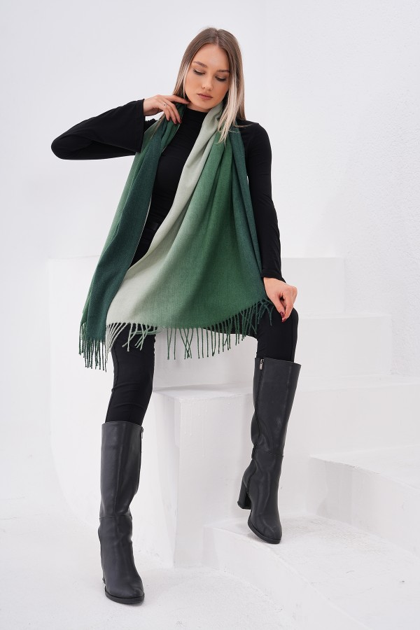Luxurious Soft Turkish Cashmere Thick Shawl-Gradient Green