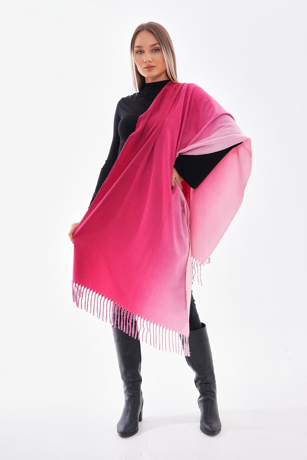 Luxurious Soft Turkish Cashmere Thick Shawl-Gradient Pink