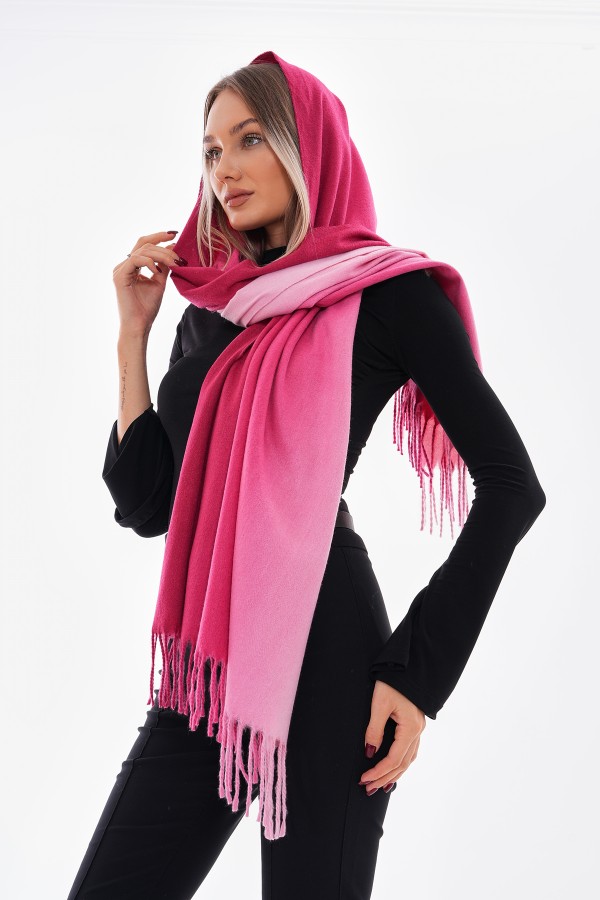 Luxurious Soft Turkish Cashmere Thick Shawl-Gradient Pink