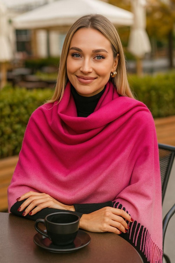 Luxurious Soft Turkish Cashmere Thick Shawl-Gradient Pink