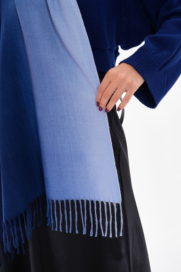 Luxurious Soft Turkish Cashmere Thick Shawl-Gradient Blue