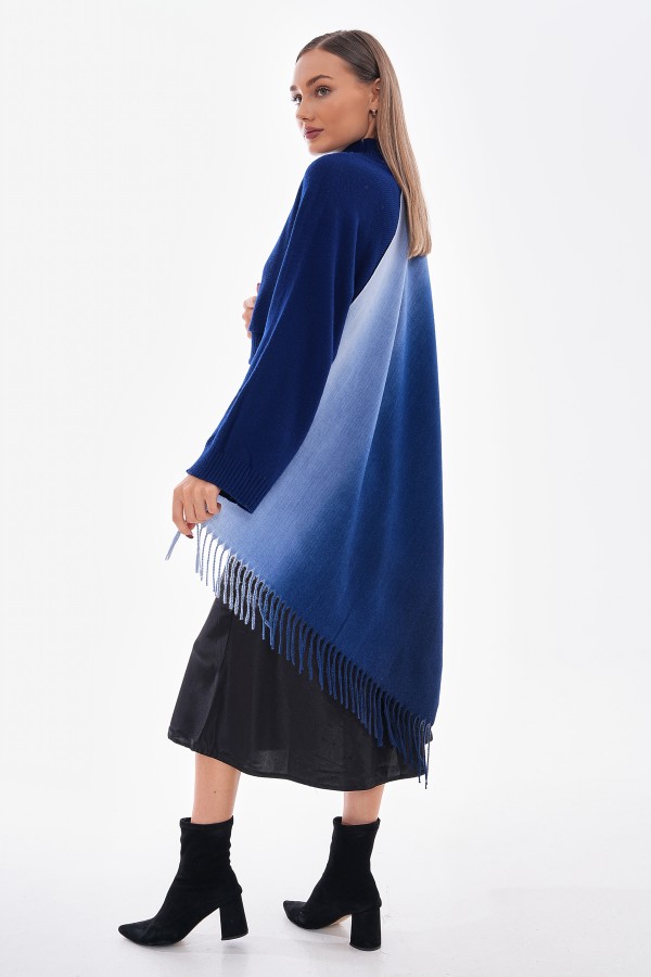 Luxurious Soft Turkish Cashmere Thick Shawl-Gradient Blue
