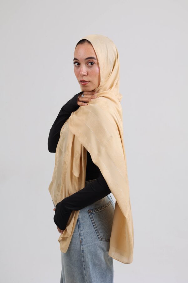 Striped Cotton scarf-Gold