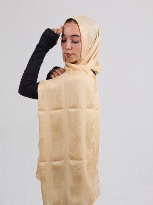 Striped Cotton scarf-Gold