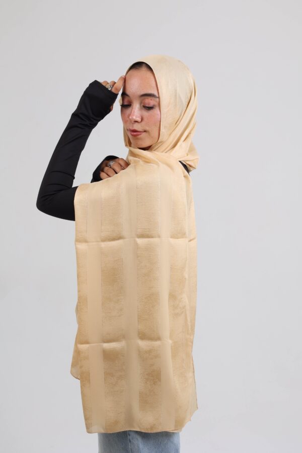 Striped Cotton scarf-Gold